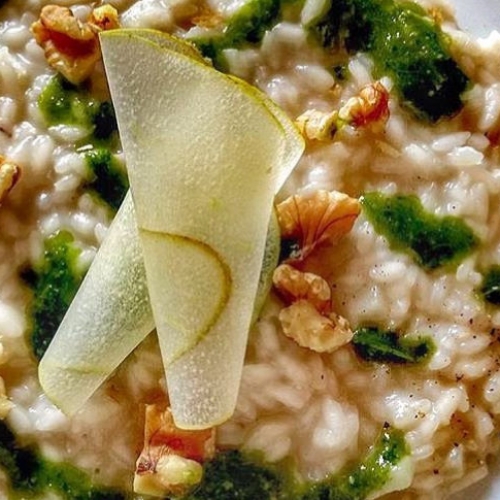 Risotto con pere e noci